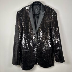 INC International Concepts Black Sequined Satin Lined Slim Fit Blazer Men’s Sz S